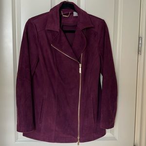 NWOT Chico’s Plum Jacket w Coord. scarf, sz 0/Small